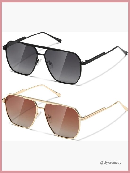 Metal Retro Oversized Square Polarized Sunglasses UV400 Protection main image 6